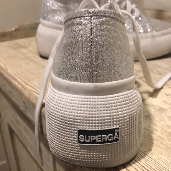 SOLD Superga Silver/Glitter Platform Sneakers - Picture 3 of 3